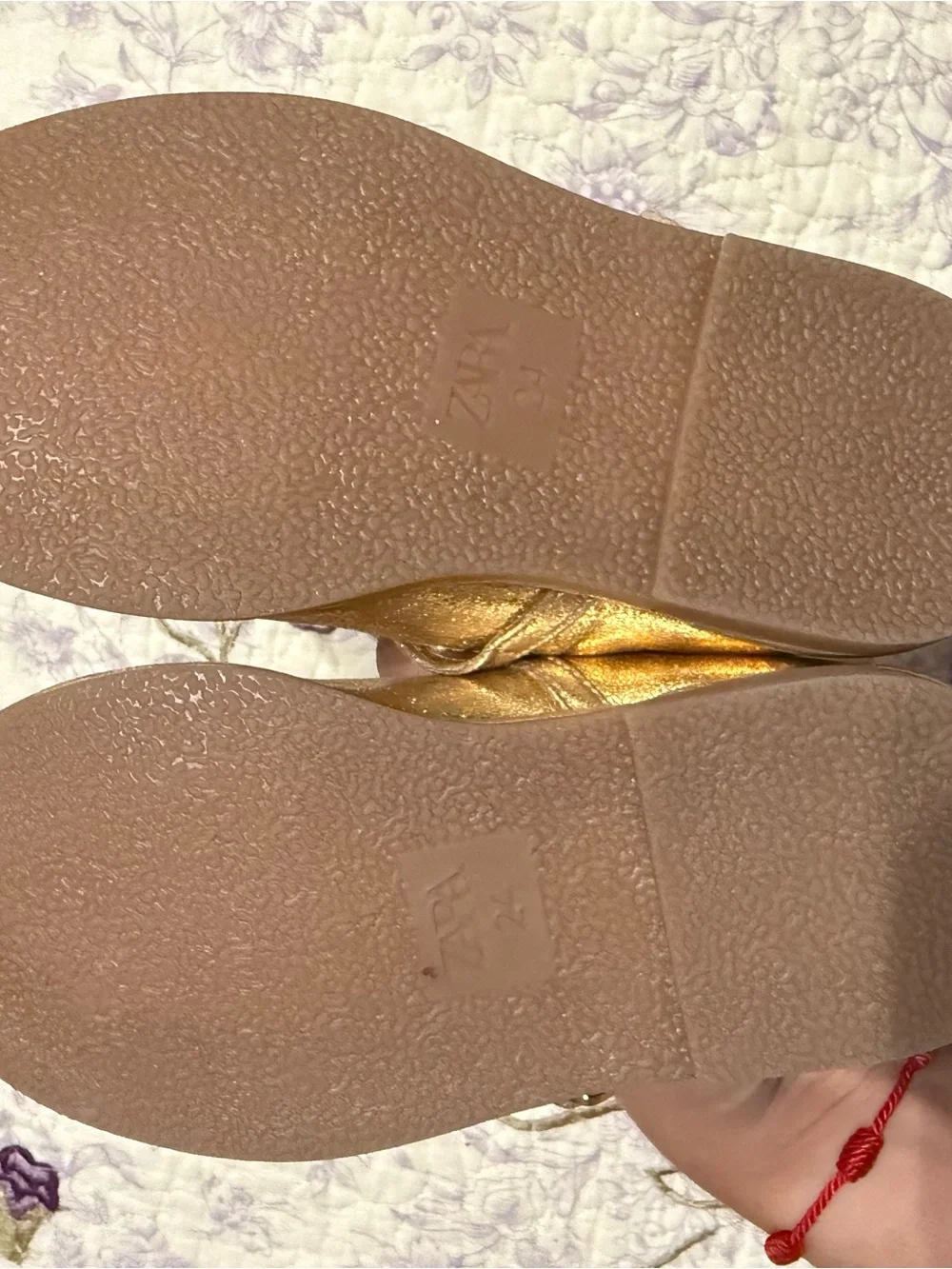 ZARA Metallic Gold Mary Jane Flats for Kids